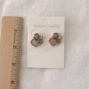 Mixed metals rose goldtone cluster earrings